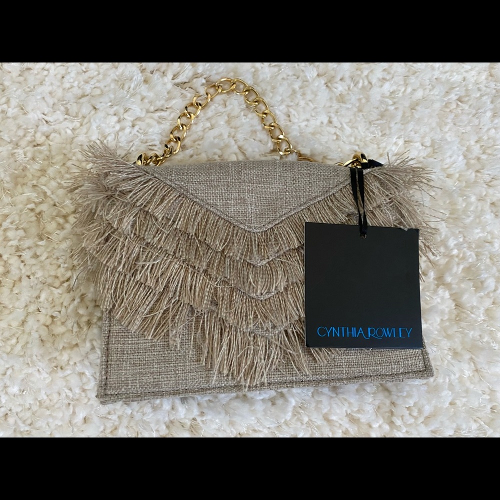 Cynthia Rowley Felix Linen Fringe Crossbody Bag NWT